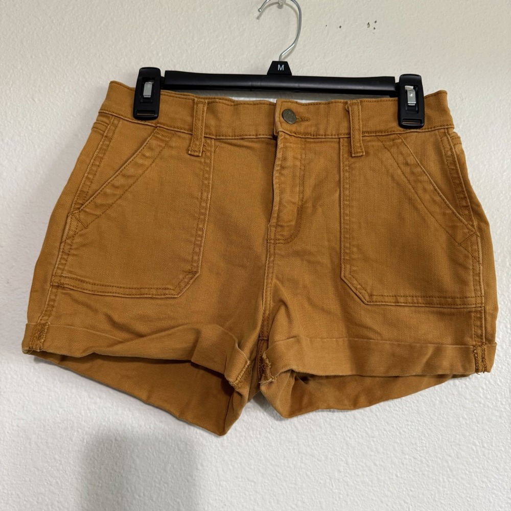 Old Navy Boyfriend Shorts Womens 4 Mustard 2" Inseam Cuffed Chop Pockets Classic